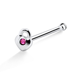 Lock Heart Shaped Bone Nose Stud NSKD-323